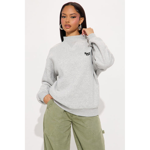 Wholesale Women Mock Neck Sweatshirt Oversized Streetwear Pullover Casual Fashion Apparel Supplier USA Market - Product Image 1