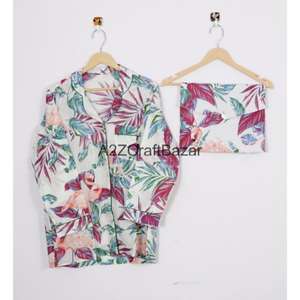 Pijamas de Manga Larga 100% Algodón para Mujer, Estampado Floral, Cintura Elástica, Conjunto de Pijama Suave y Transpirable, Ropa de Dormir para Verano - Product Image 2