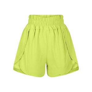 Shorts de sport pour femmes, taille haute, jaune fluo, séchage rapide, pour la course et l'entraînement en extérieur - Product Image 3