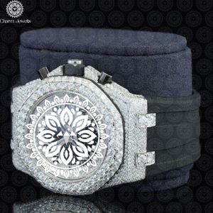 Montre de luxe pour homme Charm Jewells, boîtier en acier inoxydable, lunette carrée sertie de diamants, mouvement mécanique, cadran de 40 mm, date automatique, fonction push - Product Image 2