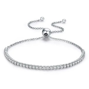 Pulsera de Tenis con Diseño Moderno, Plata de Ley 925, Baño de Oro Blanco, Moissanita Tallada Brillante, 220 mm, para Mujer - Product Image 1