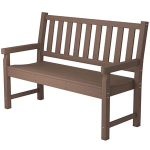 Banco de Jardín de HDPE para 2 Personas, Color Marrón, con Capacidad para 530 Libras, Asiento Curvo para Patio, Terraza, Parque, Césped, Jardín - Product Image 1