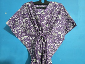 Purple Floral Cotton <b>Kaftan</b> Dress Beach Cover Up Festival Dressing Gown Bohemian <b>Summer</b> Caftan For Women - Product Image 2
