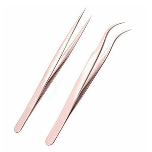 Pinzas Profesionales de Acero Inoxidable de 2 Piezas para Pestañas y Cejas, con Logotipo Personalizado, Alta Calidad, Punta Puntiaguda para Maquillaje - Product Image 4