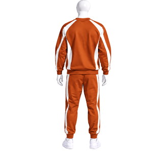 Ensemble de survêtement unisexe orange brûlé avec sweat-shirt à capuche et pantalon de jogging, bande latérale contrastante, pour sport, entraînement, décontracté et actif - Product Image 2
