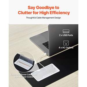 Table de réunion de bureau moderne en forme de bateau de 8 pieds, bureau de séminaire pour 10 personnes, station de charge, assemblage facile, salle de conférence, salle de réunion, métal - Product Image 4