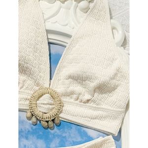 Elegante Bikini Bianco da Spiaggia per Donna con Decorazioni a Conchiglia, Sexy e Alla Moda - Product Image 5