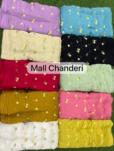 Tissu non tissé Mall Chanderi brodé en coton et soie, léger et doux, pour vêtements de mariage, saris et salwar kameez pour filles et garçons - Product Image 4