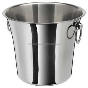 Grand seau à glace en acier inoxydable avec poignées Présentoir de comptoir portable et facile à utiliser Refroidisseur de bouteilles de bière et de champagne/Refroidisseur de vin - Product Image 3