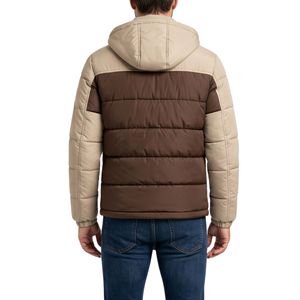 Blouson matelassé multi-couleurs kaki et marron, style premium, pour homme, beige, à capuche, chaud et épais - Product Image 2