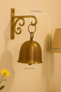 Campana Colgante de Latón Antiguo con Soporte de Pared, Campana Decorativa para el Hogar, Jardín, Entrada y Decoración Exterior - Product Image 5