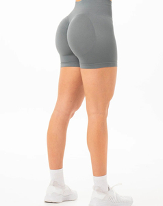 Shorts de sport pour femmes de haute qualité, unis, respirants, confortables, à taille haute élastique, séchage rapide, avec logo personnalisé, faible MOQ - Product Image 4