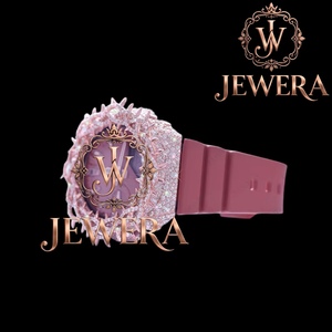 Reloj de Pulsera de Lujo con Incrustaciones de Diamantes de Imitación Rosa y Correa de Goma, Elegante Reloj de Pulsera con Incrustaciones de Diamantes Blancos y Correa de Goma - Product Image 2