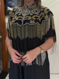 Elegante Vestido de Noche Tallas Grandes con Lentejuelas, Manga Larga, Largo hasta el Suelo, Corte Holgado, Cuello Alto, Vestido Formal para Mujer - Product Image 4