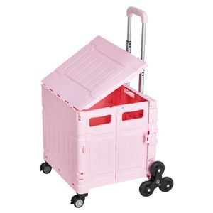 Carrello Pieghevole da 65L con Ruote per Salire le Scale, Girevole a 360 Gradi, Cassetta Portatile su Ruote, Carrello Richiudibile - Product Image 6