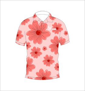 Polo pour homme rose à fleurs, imprimé sur toute la surface, manches courtes, décontracté, pour le golf - Product Image 2