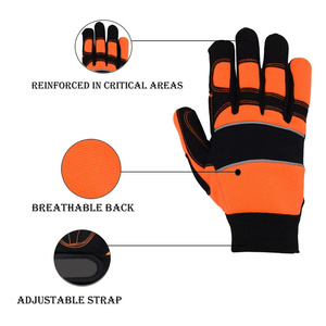 JNM SAFETY ถุงมือทำงานสำหรับช่างสีส้มสำหรับงานหนักสำหรับผู้ชาย หนังสังเคราะห์อมาราพร้อมหน้าจอสัมผัส ถุงมือนิรภัยอเนกประสงค์ - Product Image 5