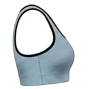 Soutien-gorge de sport dos nageur rayé pour femme, col rond, maintien moyen, respirant, en Spandex et Polyester, haut de yoga, conception sans couture - Product Image 3