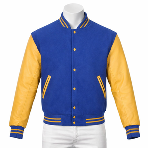 Veste varsity matelassée unisexe, col mandarin, tissu en toile, coupe régulière, manches longues, extérieur en laine/viscose, coupe-vent, à capuche, hiver - Product Image 5
