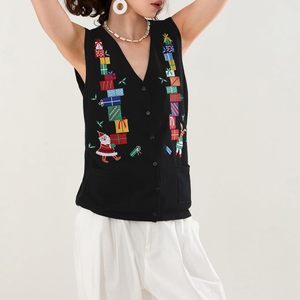 ออกแบบเสื้อสเวตเตอร์ถักคอวีแบบลำลองไร้แขน ทำจากผ้าขนสัตว์/แคชเมียร์คุณภาพพรีเมียม ระบายอากาศได้ดี พร้อมเข็มขัดผูกและโลโก้แบบกำหนดเอง - Product Image 5