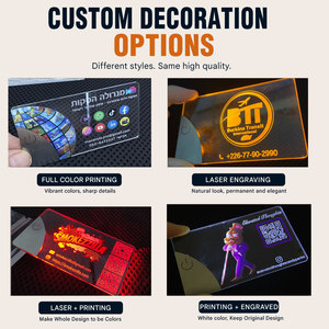 Cartes de visite personnalisées avec logo, magnétiques, transparentes en acrylique, imprimées UV, avec lumière LED, code NFC et QR, fabrication OEM, vente en gros, faible MOQ - Product Image 3