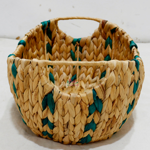 Handwoven Natural Water Hyacinth Storage <b>Basket</b> Decorative Oval Home Organizer with Handles - Product Image 5