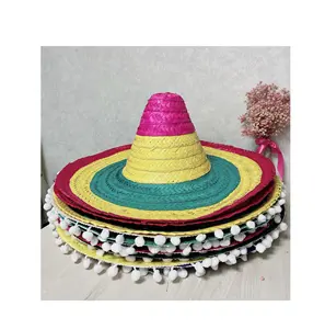 Authentic Mexican Straw Sombrero Adult Hat with Chinstrap 22 1/2 Inch restaurant party bar ( whatsapp 0084587176063 Sandy)