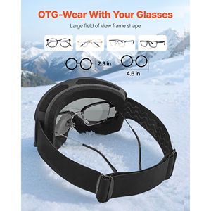 Gafas de Esquí para Hombre, Mujer y Jóvenes con Revestimiento Revo, Espejo Plateado, OTG, Antivaho, Lente Cilíndrica, Marco de TPU, para Deportes de Nieve - Product Image 5