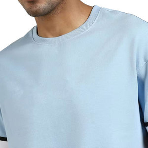 Ensemble T-shirt et short en toile respirante pour homme, dernière mode, avec logo sur le devant, couleur unie, 100% coton - Product Image 3