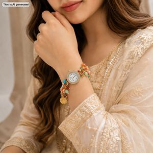 Reloj de Pulsera con Cuentas Coloridas para Mujer, Joyería Hecha a Mano, Reloj de Moda, Regalo de Raksha Bandhan, Accesorio Elegante para Damas - Product Image 2