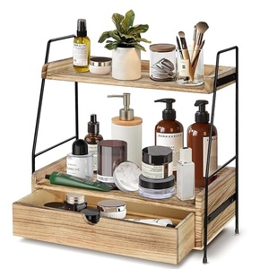 2 Tier Handmade Wooden Organizer Double Tier Counter Drawer for Bathroom or Kitchen Living Room Shelf Decor for salem internaton - Product Image 1