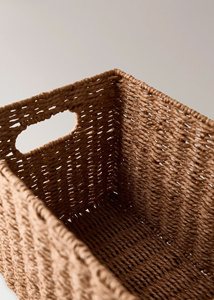 Cesto de Almacenamiento Rectangular de Ratán con Asas |   Cesta Organizadora de Mimbre Tejida a Mano para Juguetes y Ropa en el Armario - Product Image 5
