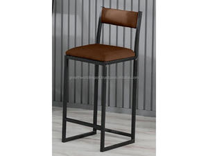 Modern Leather Dining Chair Handmade Leather Cushion Footrest Designer Upholstered Foot Stool Metal Legs Home Bar <b>Foldable</b> - Product Image 2