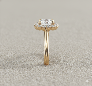 Anillo de compromiso con halo de diamantes florales - Product Image 4