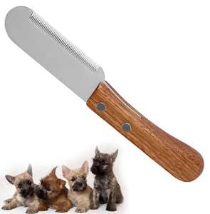 Cuchillo deslanador de acero inoxidable con mango de madera para mascotas, peine profesional para afeitar y desplumar pelo de gatos y perros, herramientas de aseo para mascotas - Product Image 1