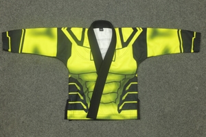 Kimono BJJ unisexe jaune et noir à imprimé numérique, séchage rapide, 460g polyester/coton, pour un style personnalisé, coupe ajustée, vêtements de sport de combat pour adultes - Product Image 6