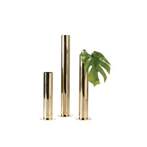Florero Cilíndrico de Metal Dorado de Lujo, Moderno y Decorativo, Florero Alto para Mesa, Elegante Portaflores para Sala de Estar o Comedor - Product Image 1