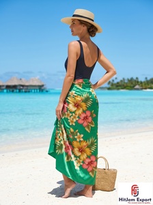 Paréo de plage en satin tissé premium à pois et imprimé floral, léger, 100 % rayonne, antistatique, pour garçons et filles - Product Image 3