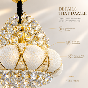 Modern Luxury Crown <b>Crystal</b> <b>Chandelier</b> With Gold Iron Frame And 15 E14 Sockets Adjustable Height For Dining Room - Product Image 4