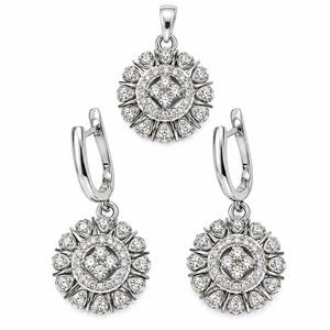 Moissanite Jewelry <b>Set</b> Pendant and Earring in 925 Sterling <b>Silver</b> Rhodium Plated Luxury Jewelry for Women - Product Image 3