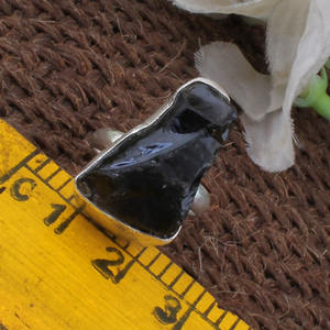 Bague Solitaire Classique Bohème Faite à la Main en Argent Sterling 925 avec Sertissage Bezel et Pierre Fumée, Certifiée Jaipur, Unisexe - Product Image 4