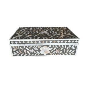Resin Inlay Jewelry <b>Box</b> Custom Logo Printed Rectangular Decorative White and <b>Blue</b> <b>Storage</b> <b>Box</b> - Product Image 3