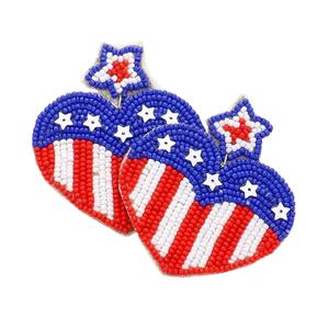 Boucles d'oreilles américaines faites à la main avec perles Boucles d'oreilles de luxe USA Beer Design Broderie Boucles d'oreilles Trendy New Latest Looking Luxury - Product Image 5