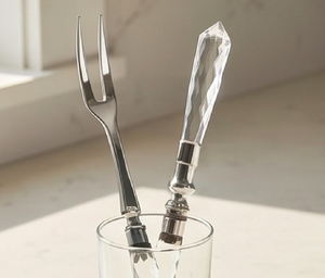 Handmade <b>Cheese</b> <b>Knife</b> <b>Set</b> With Silver Color Acrylic Handle Luxury Flatware For Home Kitchen And Dessert Serving Use - Product Image 3