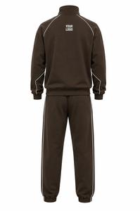 Conjunto Deportivo Personalizado para Hombre, Sudadera con Capucha y Cierre de Cremallera, Manga Larga, Color Sólido, Ropa Casual con Pantalones con Cordón Ajustable y Logotipo Estampado en la Parte Delantera - Product Image 3