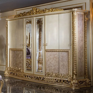 Cama con Dosel de Lujo Estilo Rococó Francés, de Caoba con Tallado a Mano en Dorado, Tamaño King, con Cuatro Postes y Almacenamiento, para Dormitorio Europeo Antiguo - Product Image 4