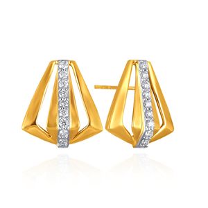 Pendientes de Diamantes de Oro Amarillo de 14K, Corte Brillante Redondo, Diamantes Cultivados en Laboratorio, Diseño Minimalista, Uso Diario para Mujer - Product Image 3