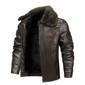 Abrigo de Cuero PU Impermeable para Hombre, Estilo Motero, Cuello Camisero, Forro de Poliéster, Cortavientos, Largo Regular - Product Image 6