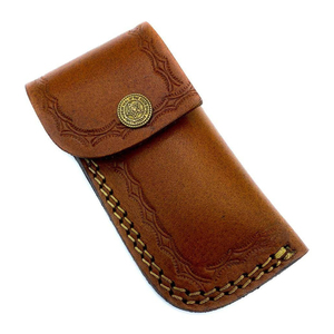 Handmade Leather Pouch Folding Knife Stainless Steel Folding Blade Leather Pouch Wooden Handle Outdoor Pocket Utility Equipment - Product Image 1