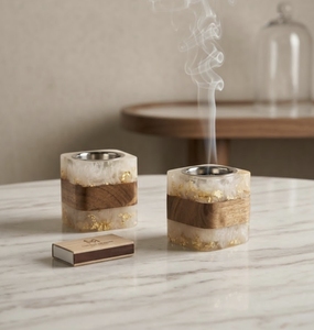 Quemador de Incienso Mubkhar de Madera Hecho a Mano, Decorativo con Alambre Metálico, Porta Incienso Árabe para el Hogar - Product Image 4